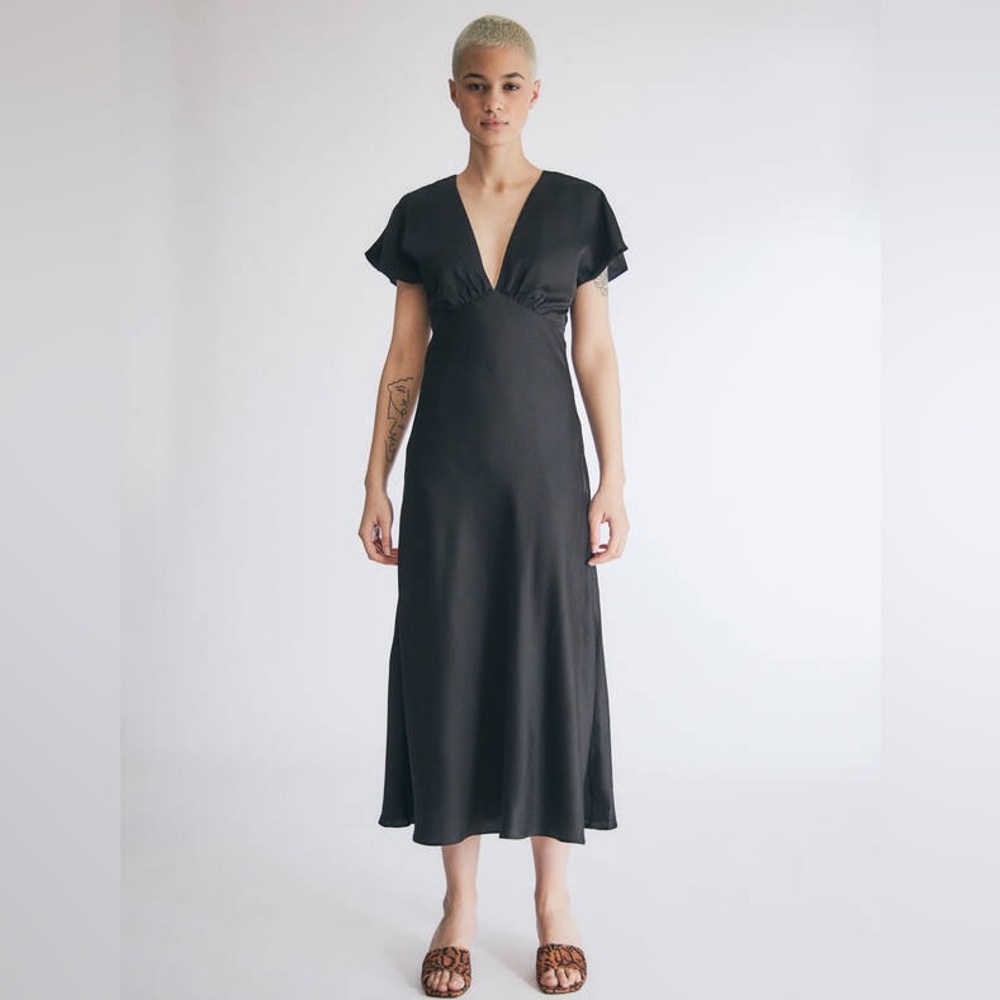 Stelen Cameron Satin Dress In Black, size xs